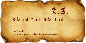 Körözsi Bálint névjegykártya