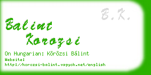 balint korozsi business card