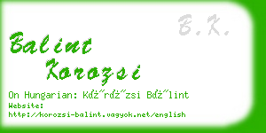 balint korozsi business card